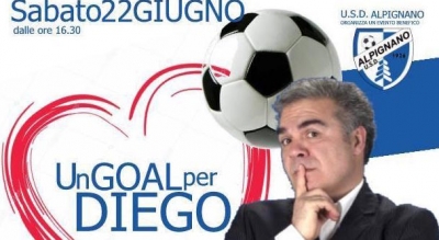 Sabato 22 giugno ad Alpignano si terrà l&#039;evento benefico &quot;Un goal per Diego&quot;